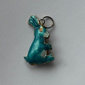Teal Enamel Bunny Charm Pendant